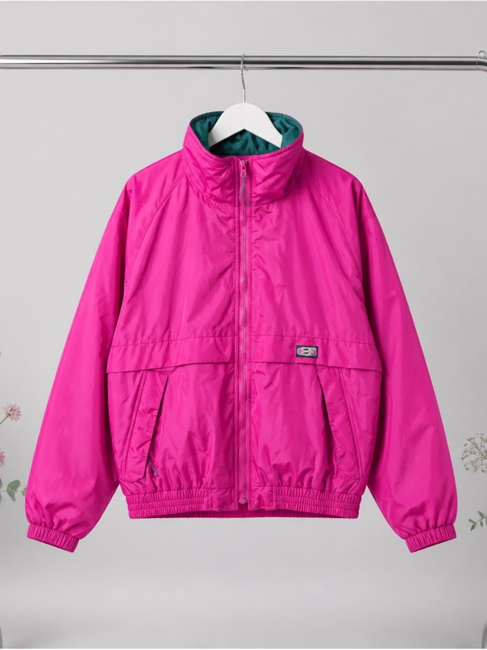 Vintage Unbranded Men's Bright Purple Ski Jacket with Stand Collar